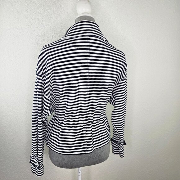 CAbi Knit Harbor White Navy Blue Stripe Sailor Jacket Style 5654 - Picture 8 of 10